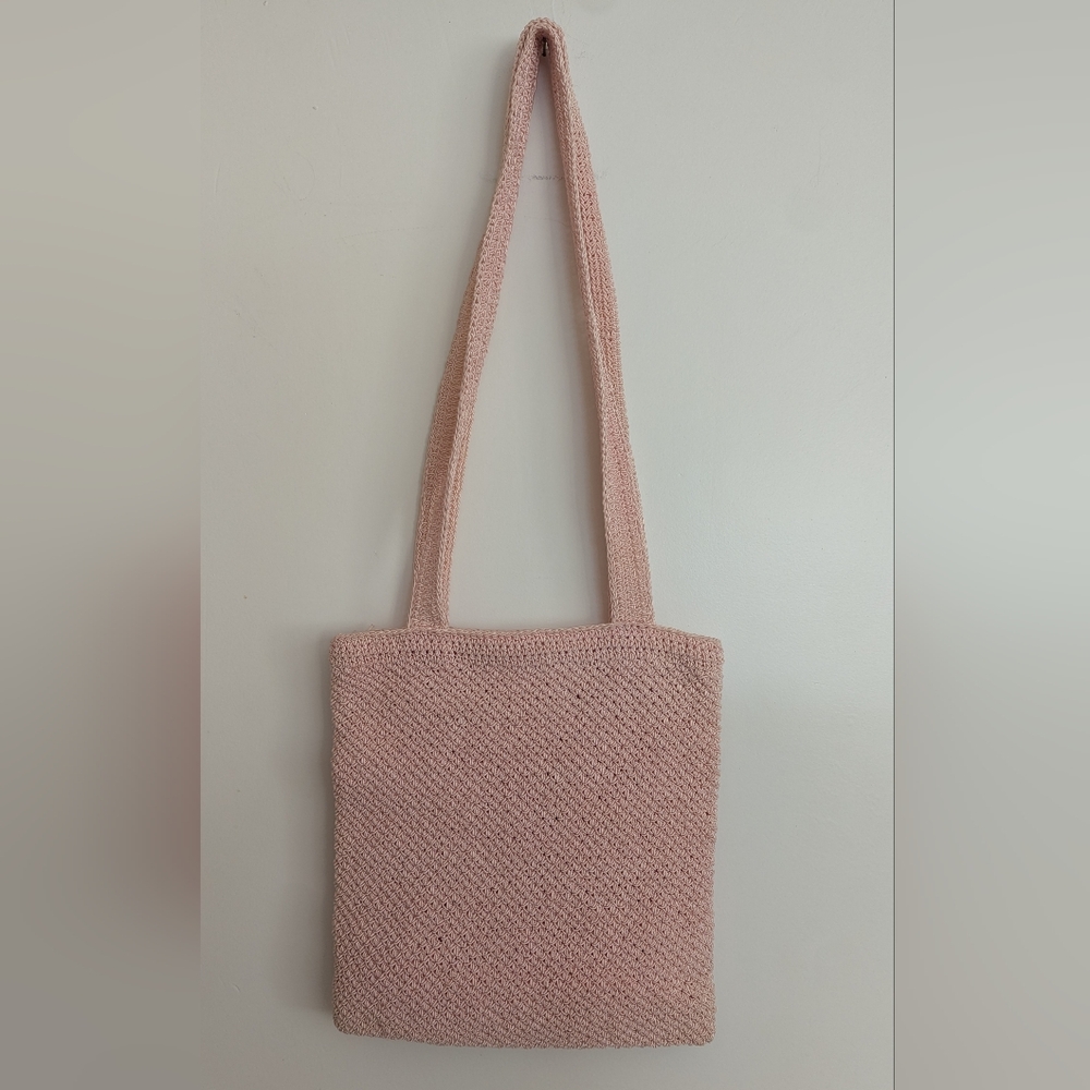 Pink Crochet Tote Bag